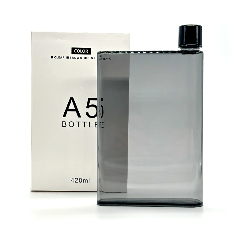 Плоская бутылка для воды формата А5 Memo- дымчатая