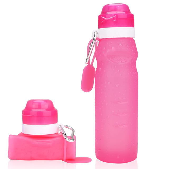 Силиконовая бутылка "Portable" 600 мл - розовая