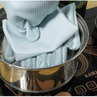 Силиконовые перчатки для мытья посуды 2 шт – серые9