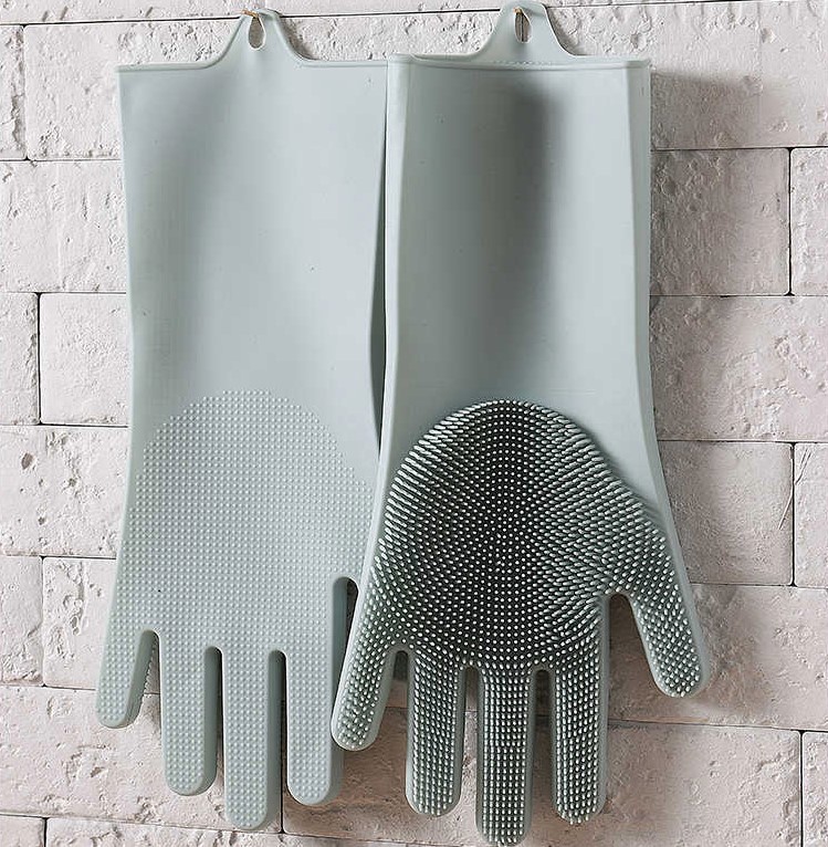 Силиконовые перчатки для мытья посуды 2 шт - серые