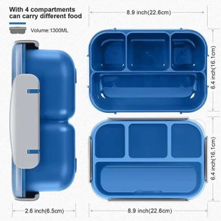 Ланч Бокс OldPAPA Bento 4 відділи синій (2)