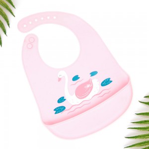 Силиконовый слюнявчик с карманом - розовый