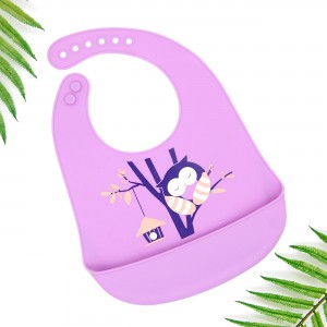 Силиконовый слюнявчик с карманом - фиолетовый