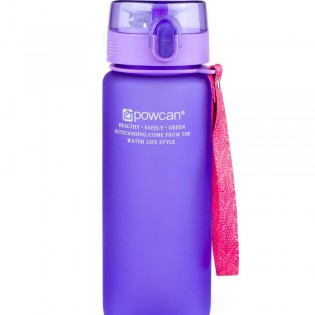 Спортивная бутылка для воды с поилкойситомзащитой на шнурке «POWCAN» 800 мл – матовая фиолетовая (1)