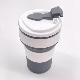 Стакан для чая кофе силиконовый складной – серый (3)