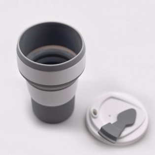 Стакан для чая кофе силиконовый складной – серый (5)