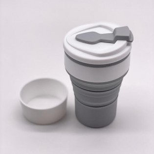 Стакан для чая кофе силиконовый складной – серый (6)