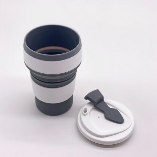 Стакан для чая кофе силиконовый складной – тёмно-серый (3)