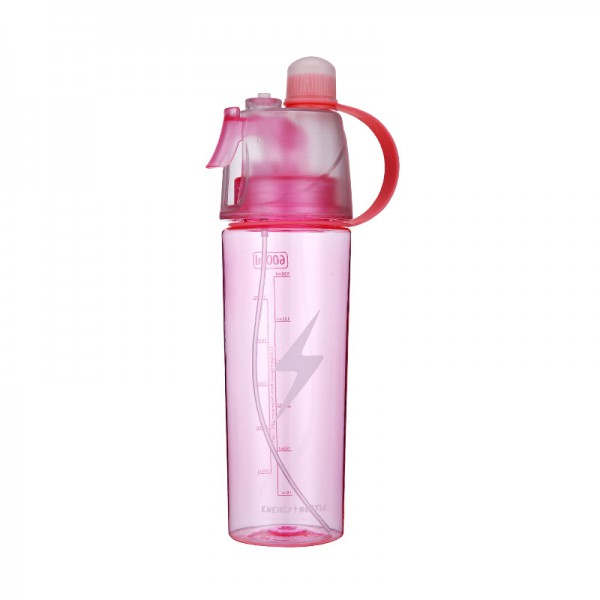 Спортивная бутылка спрей для воды с распылителем Energy 600 мл - розовая