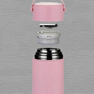Термос для еды с ложкой 1050 мл HOT розовый (4)