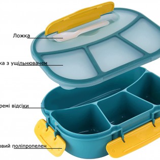 Ланч бокс герметичный на 4 отсека 1750 мл – зеленый1