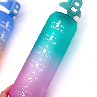 Спортивная бутылка для воды с поилкой/ручкой/защитой от открытия Time Marker 1000 мл розовый/мятный1