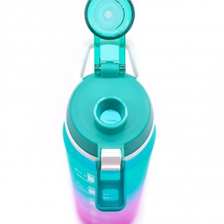 Спортивная бутылка для воды с поилкой/ручкой/защитой от открытия Time Marker 1000 мл розовый/мятный2