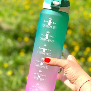 Спортивная бутылка для воды с поилкой/ручкой/защитой от открытия Time Marker 1000 мл розовый/мятный7