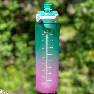 Спортивная бутылка для воды с поилкой/ручкой/защитой от открытия Time Marker 1000 мл розовый/мятный