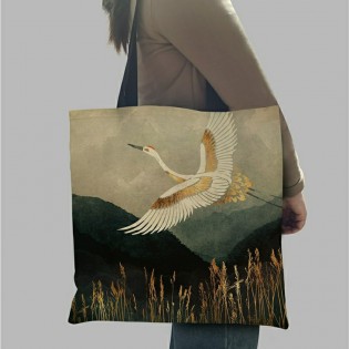 Сумка шоппер сумка тоут 6л льняная Feather журавль (9)