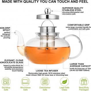 Заварник для чая стеклянный термостойкий 800 мл Magic Tea (3)