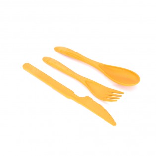 Набор вилка ложка нож в футляре “ECO Color” – желтый