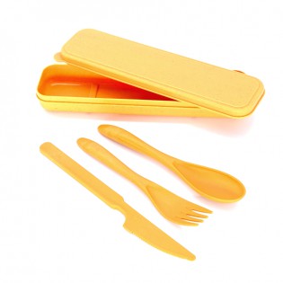 Набор вилка ложка нож в футляре “ECO Color” – желтый2