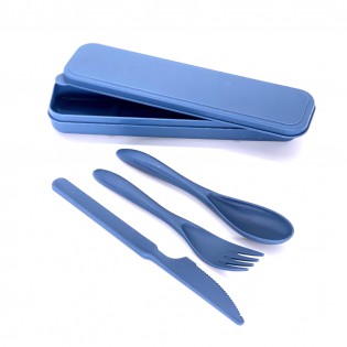 Набор вилка ложка нож в футляре “ECO Color” – синие2
