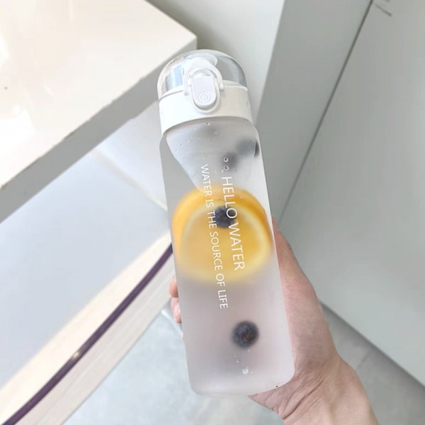 Спортивная бутылка для воды 780 мл с поилкой/защитой от открытия Hello Water - белая