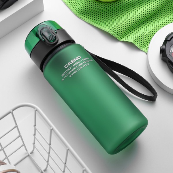 Спортивная бутылка для воды с поилкой на шнурке "Casno" 400 мл  - зеленая