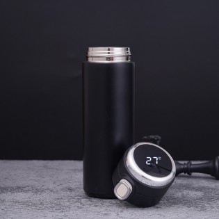 Термос для чая/кофе с LED-датчиком температуры стальной Smart Flask 420 мл – черный2