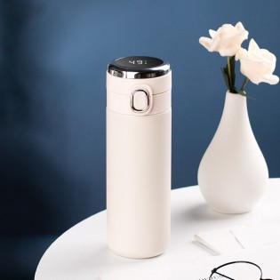 Термос для чая/кофе с LED-датчиком температуры стальной Smart Flask 420 мл – белый 5