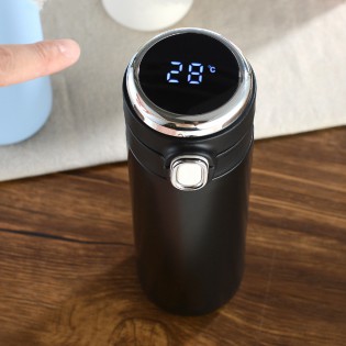 Термос для чая/кофе с LED-датчиком температуры стальной Smart Flask 420 мл – черный7
