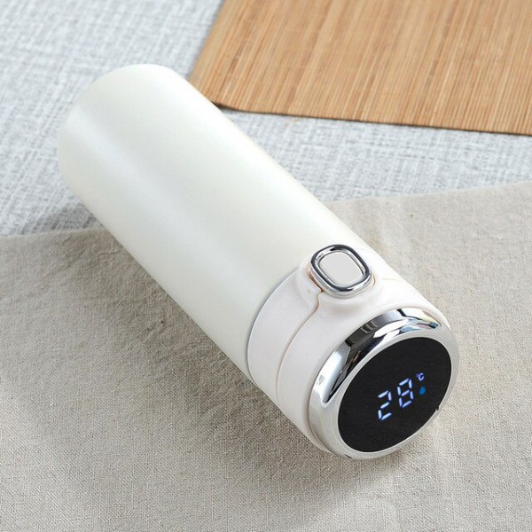 Термос для чая/кофе с LED-датчиком температуры стальной Smart Flask 420 мл - белый