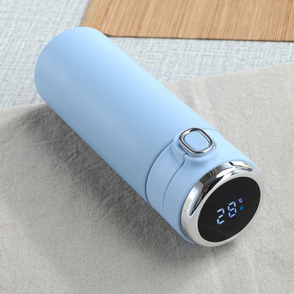 Термос для чая/кофе с LED-датчиком температуры стальной Smart Flask 420 мл - голубой