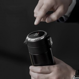 Термос для чая/кофе с LED-датчиком температуры стальной Smart Flask 420 мл – черный5