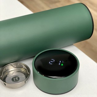 Умный термос для чая/кофе с сенсорным индикатором температуры и ситом стальной SmartCUP 500 мл – зеленый1