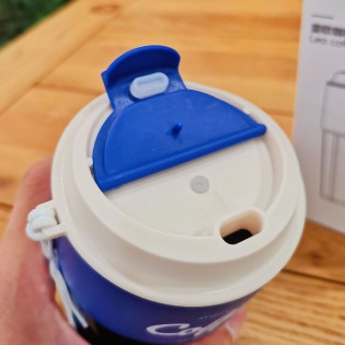 Термокружка чашка для кофе/чая с герметичной крышкой стальная Coffee Сola 420 мл — синяя2