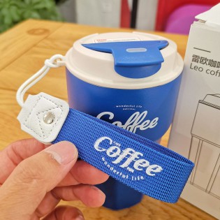 Термокружка чашка для кофе/чая с герметичной крышкой стальная Coffee Сola 420 мл — синяя4