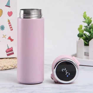 Термос для чая/кофе с LED-датчиком температуры стальной Smart Flask 420 мл – розовый1