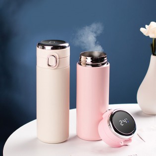 Термос для чая/кофе с LED-датчиком температуры стальной Smart Flask 420 мл – розовый5