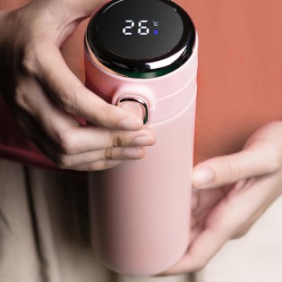 Термос для чая/кофе с LED-датчиком температуры стальной Smart Flask 420 мл – розовый2!!2207831246718-0-cib