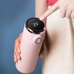 Термос для чая/кофе с LED-датчиком температуры стальной Smart Flask 420 мл – розовый3