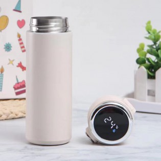 Термос для чая/кофе с LED-датчиком температуры стальной Smart Flask 420 мл – белый 3!!2209039320833-0-cib