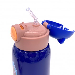 Термос детский c трубочкой/чашкой в чехле на шнурке «Space» синий – 500 мл 4