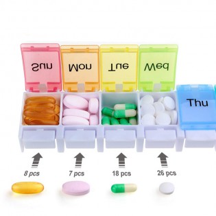 Таблетница/органайзер для таблеток на 7 дней большая  7х1 – цветная 3