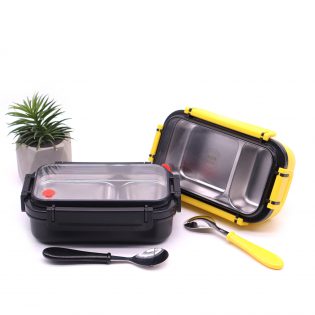 Ланч бокс зі сталевою ємністю з ложкою Bee Lunch 550 мл чорний 6(1)