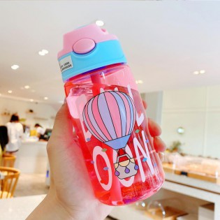 Детская бутылка для воды для девочки с трубочкой и защитой от открытия  480 мл розовая!!2207589704907-0-cib